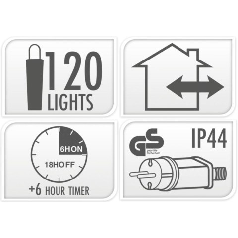 LAMPKI CHOINKOWE ŁAŃCUCH ŚWIETLNY 120LED TIMER MULTIKOLOR MACARON