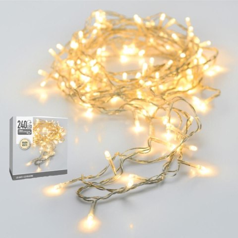 LAMPKI CHOINKOWE ŁAŃCUCH ŚWIETLNY 240 LED CIEPŁY BIAŁY PRZEŹROCZYSTY PRZEWÓD