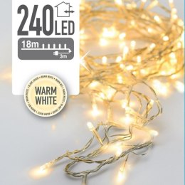 LAMPKI CHOINKOWE ŁAŃCUCH ŚWIETLNY 240 LED CIEPŁY BIAŁY PRZEŹROCZYSTY PRZEWÓD