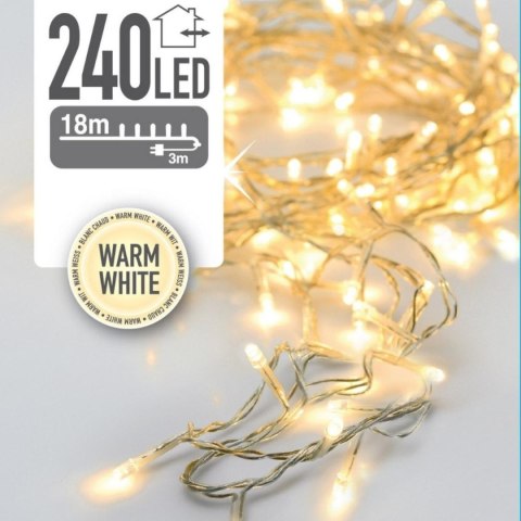 LAMPKI CHOINKOWE ŁAŃCUCH ŚWIETLNY 240 LED CIEPŁY BIAŁY PRZEŹROCZYSTY PRZEWÓD