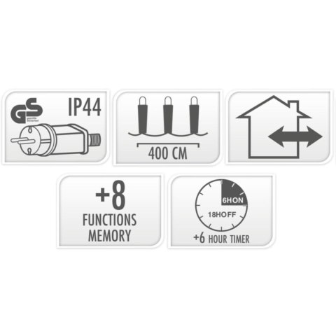 LAMPKI CHOINKOWE ŁAŃCUCH ŚWIETLNY KLASTROWY 576 LED MACARON TIMER 4 KOLORY