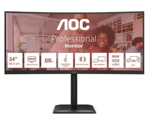 Monitor CU34E4CV 34 cale 120Hz Curved VA HDMIx2 DP RJ45 HAS Głośniki