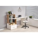 Biurko młodzieżowe Grosso dąb złoty Wykonane z płyty laminowanej w kolorze dąb złoty i białym, z półkami, w stylu nowoczesnym
