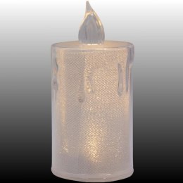 ŚWIECA DEKORACYJNA 10,5 CM TRANSPARENTA CIEPŁY BIAŁY 1 LED