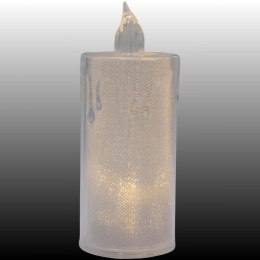 ŚWIECA DEKORACYJNA 12,5 CM TRANSPARENT CIEPŁY BIAŁY 1 LED