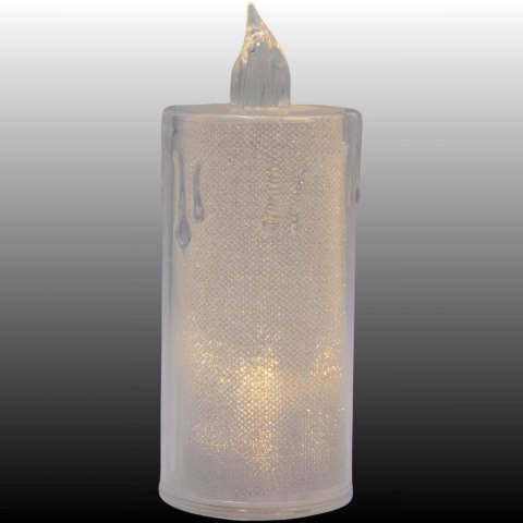 ŚWIECA DEKORACYJNA 12,5 CM TRANSPARENT CIEPŁY BIAŁY 1 LED