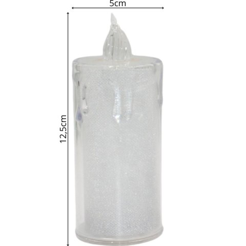 ŚWIECA DEKORACYJNA 12,5 CM TRANSPARENT CIEPŁY BIAŁY 1 LED
