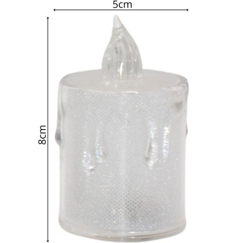 ŚWIECA DEKORACYJNA 8 CM TRANSPARENTA CIEPŁY BIAŁY 1 LED