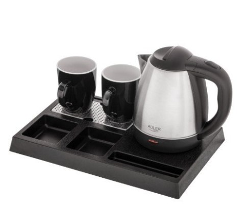 Czajnik hotelowy 1.2l inox&tacka powitalna AD1354