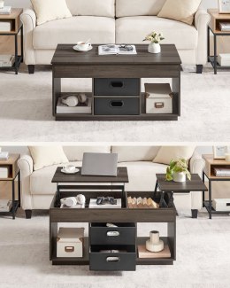 Brązowy stolik kawowy z rozkładanym blatem