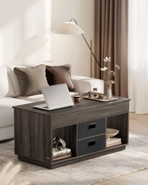 Brązowy stolik kawowy z rozkładanym blatem