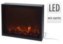 Kominek elektryczny LED 41x35 cm Metalowy kominek wolnostojący, wyposażony w światło LED imitujące prawdziwe płomienie, zasilany
