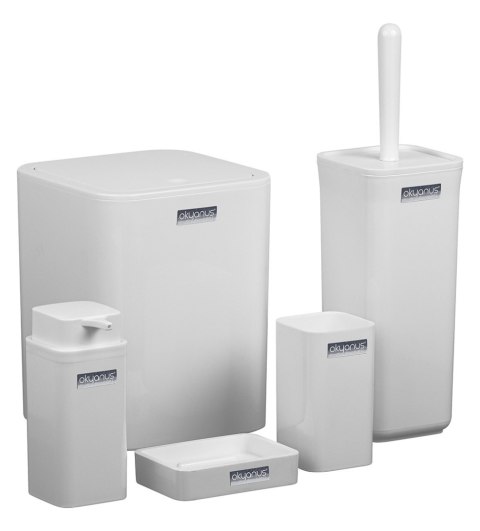 Komplet łazienkowy 5 el Square biały Klasyczny komplet łazienkowy Square składający się z 5ciu elementów, kolor biały