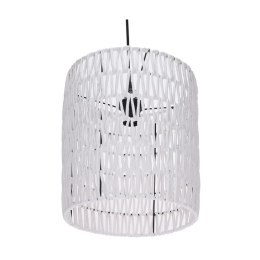 Lampa sufitowa pleciona Boho biała Metalowy klosz owinięty papierowym sznurem, minimalistyczny design, lampa idealna do salonu, 