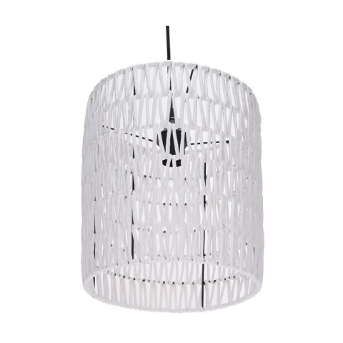 Lampa sufitowa pleciona Boho biała Metalowy klosz owinięty papierowym sznurem, minimalistyczny design, lampa idealna do salonu, 
