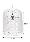 Lampa sufitowa pleciona Boho biała Metalowy klosz owinięty papierowym sznurem, minimalistyczny design, lampa idealna do salonu, 