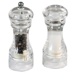 Zestaw 2 przezroczystych młynków do soli i pieprzu 6xh14 cm