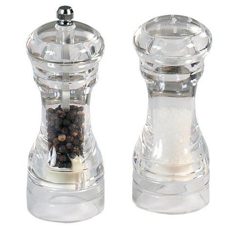 Zestaw 2 przezroczystych młynków do soli i pieprzu 6xh14 cm