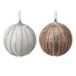 Bombki choinkowe brokatowe w paski 12 szt. ?8 cm