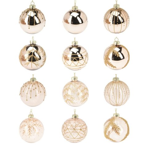 Bombki choinkowe szklane złote połyskujące 12 szt. 8 cm