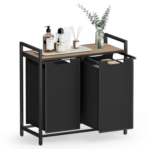 Kosz na pranie z 2 pojemnikami czarny