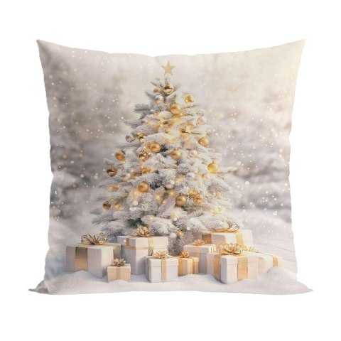 Poszewka ZŁOTA CHOINKA 40x40 cm BIAŁA