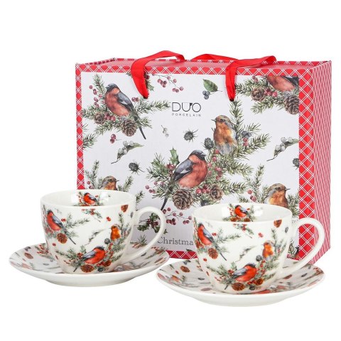 Zestaw filiżanek ze spodkami 2 sztuki CHRISTMAS BIRDS 1 250 ml