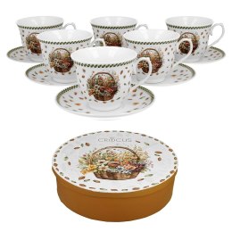 Zestaw filiżanek ze spodkami KWIATY POLNE 6 sztuk 250 ml
