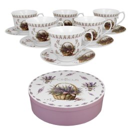 Zestaw filiżanek ze spodkami LAWENDA 6 sztuk 250 ml