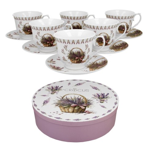 Zestaw filiżanek ze spodkami LAWENDA 6 sztuk 250 ml