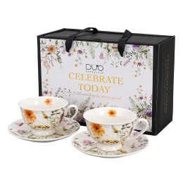 Zestaw filiżanek ze spodkami PANSY 2 sztuki 250 ml