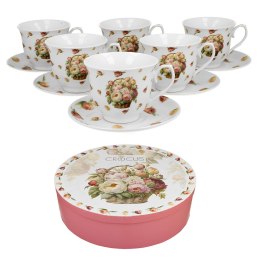 Zestaw filiżanek ze spodkami PIWONIE 6 sztuk 250 ml