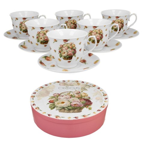 Zestaw filiżanek ze spodkami PIWONIE 6 sztuk 250 ml