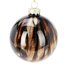 Bombki choinkowe szklane brązowo-złote 12 szt. 8 cm