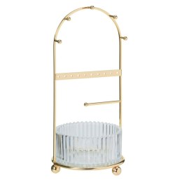 Organizer na biżuterię ze szklanym pojemnikiem złoty h25 cm