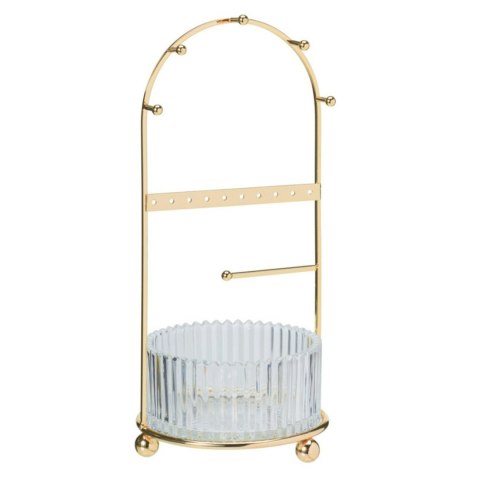 Organizer na biżuterię ze szklanym pojemnikiem złoty h25 cm