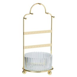 Organizer na biżuterię złoty ze szklanym pojemnikiem h25 cm