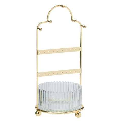 Organizer na biżuterię złoty ze szklanym pojemnikiem h25 cm