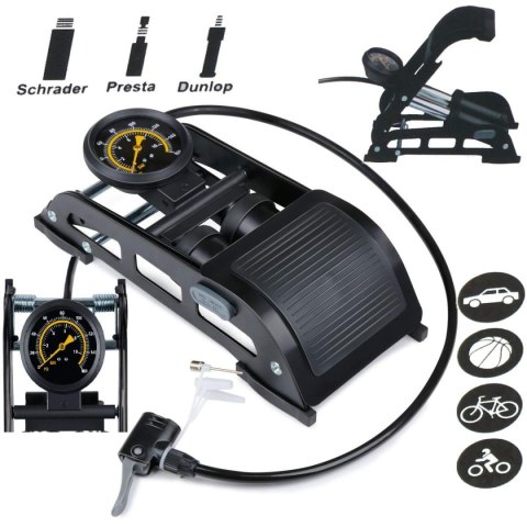 POMPKA NOŻNA 2 TŁOKOWA Z MANOMETREM ROWER SAMOCHÓD PIŁKA DUNLOP