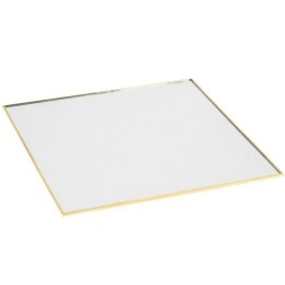 Podstawka kwadratowa złota 25 cm Elegancka, lustrzana taca, podstawka na świece, kwadratowa, wykonana ze szkła ze zdobieniem w k