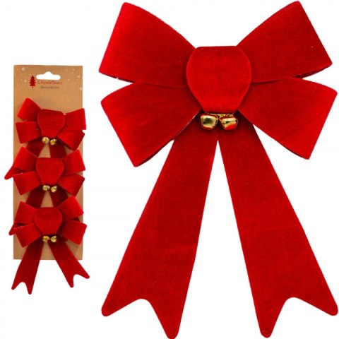 KOKARDA DEKORACYJNA 14,5CM Z DZWONKAMI 3SZT