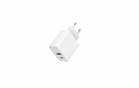 Ładowarka PowerDelivery USB-A USB-C 20W Biała