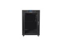 Szafa instalacyjna Rack stojąca 19 15U 600X600 czarna, drzwi sklane (flat pack)