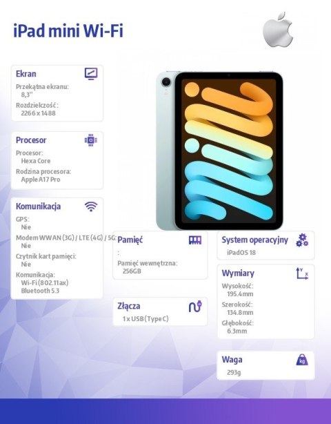 IPad mini Wi-Fi 256GB Niebieski