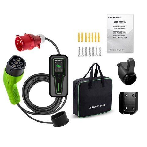 Mobilna ładowarka do samochodu elektrycznego EV z regulacją 2w1 Typ2 | 7kW | CEE 3 PIN | 230V | LCD | Przenośna | Wallbox | 5m