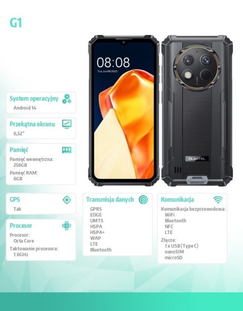 Smartfon G1 4G 6/256GB IP69K czarny
