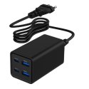 Ładowarka uniwersalna 65W GaN 2xUSB-A 2xUSB-C szybkie ładowanie czarna