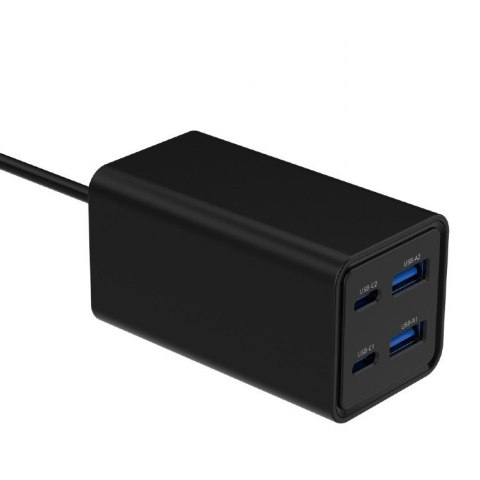 Ładowarka uniwersalna 65W GaN 2xUSB-A 2xUSB-C szybkie ładowanie czarna