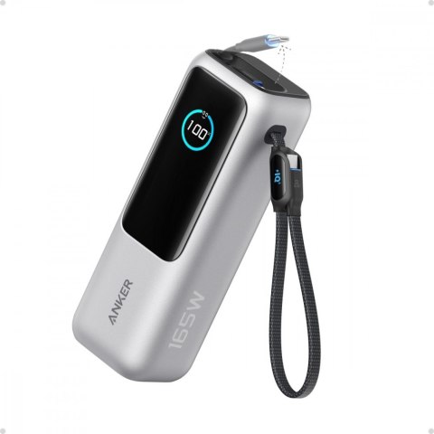 Powerbank ZOLO 25000mAh 165W wbudowany kabel USB-C srebrny