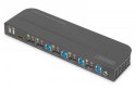 Przełącznik KVM, 4 portowy, 4K 60Hz, 4x DP IN, 1x DP OUT, 1x HDMI OUT, 2x USB A, 1x Audio IN&OUT